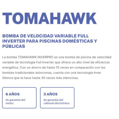 BOMBA VELOCIDAD VARIABLE TOMAHAWK 20 AQUAGEM WIFI - 5 m³/h - 25 m³/h -  1CV